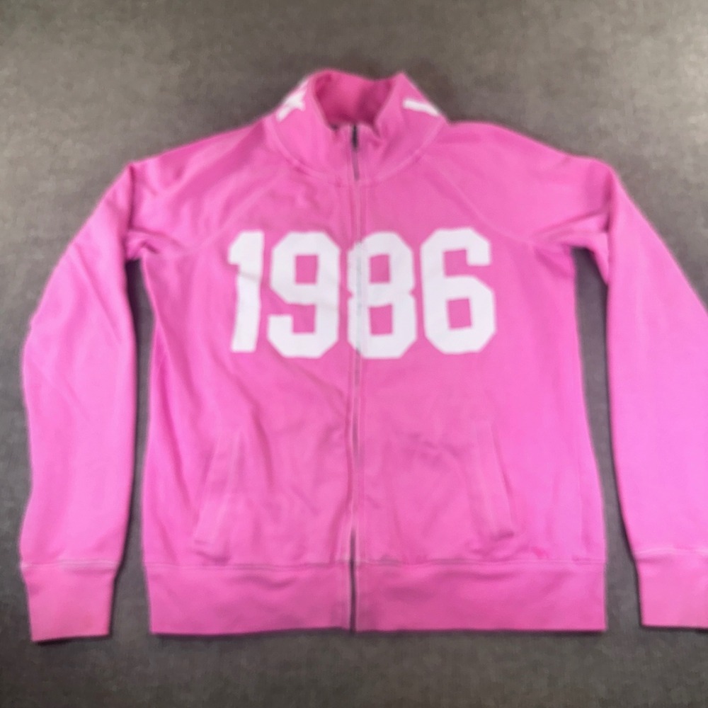 Victoria's Secret PINK 1986 Full Zip Track Jacket‎ Pink Mock Neck Sweatshirt M